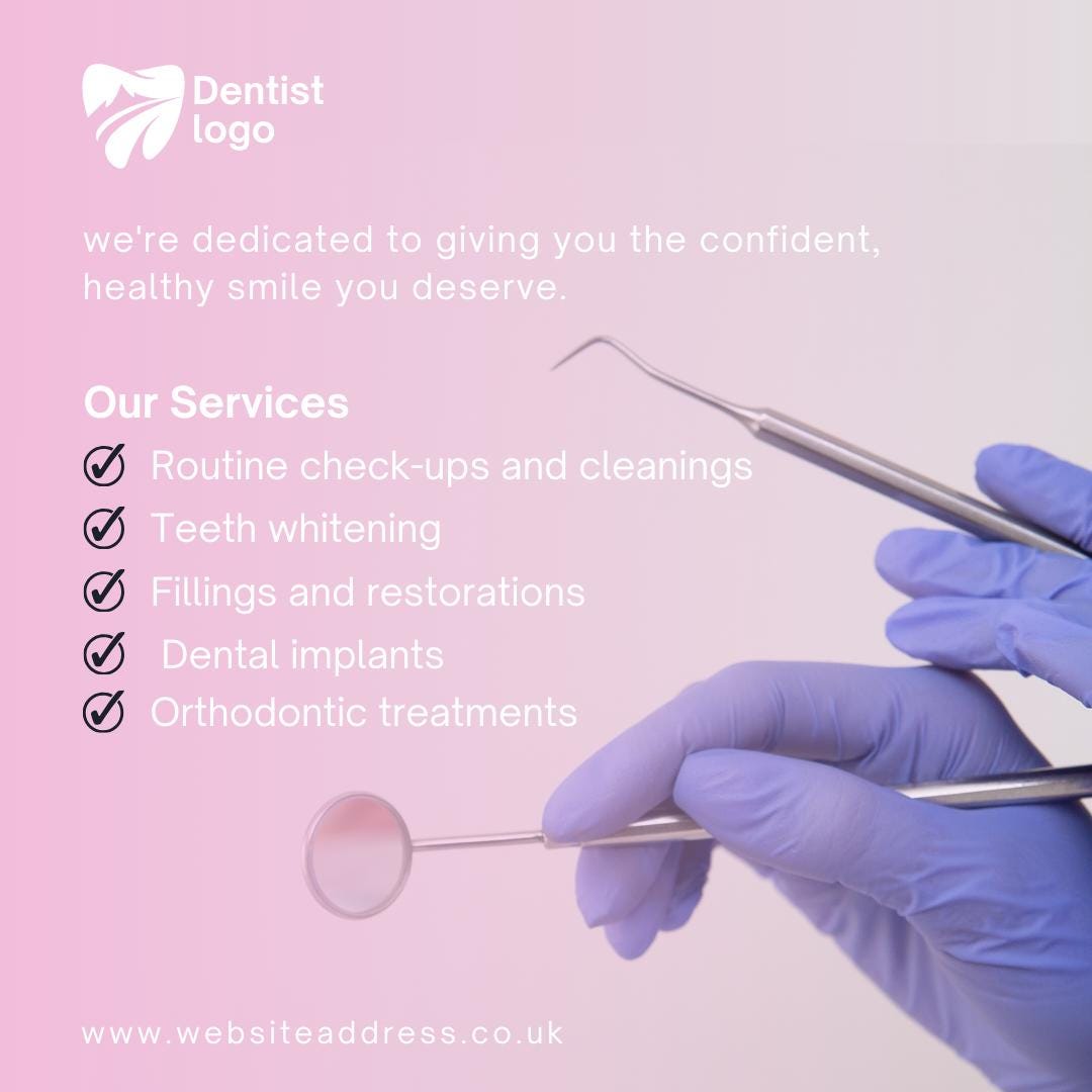 6 Dentist Instagram Post Templates | Social Media Planner and Analytics Guide | Canva Template Bundle for Dental Clinics & Oral Health Tips - Social Canvas