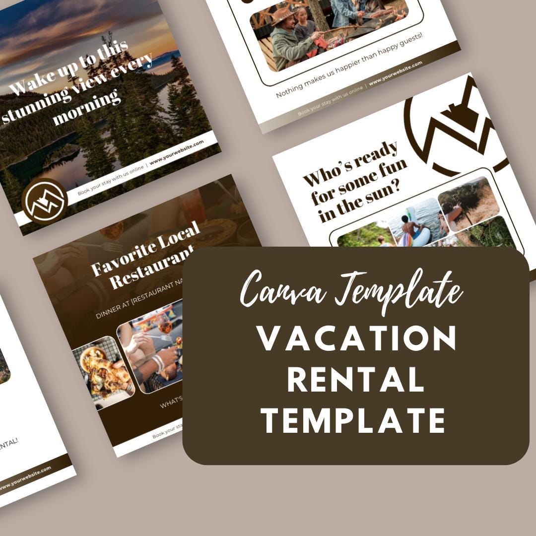 24 Vacation Rental Social Media Templates | Editable Canva Templates | Airbnb, Travel, and Hospitality Marketing | Instant Download - Social Canvas