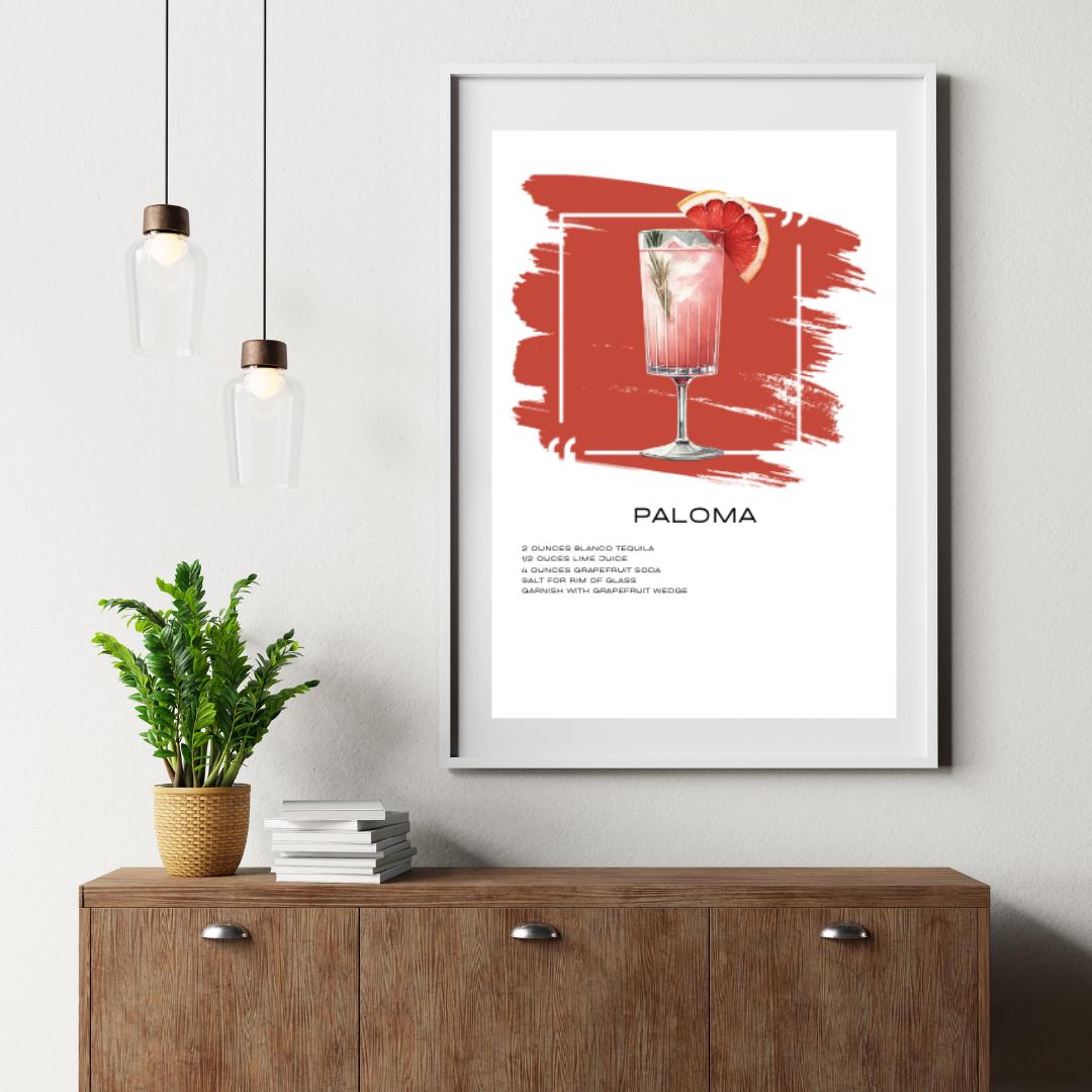 Paloma Recipe Art Print - Refreshing Tequila Cocktail Wall Decor - Social Canvas
