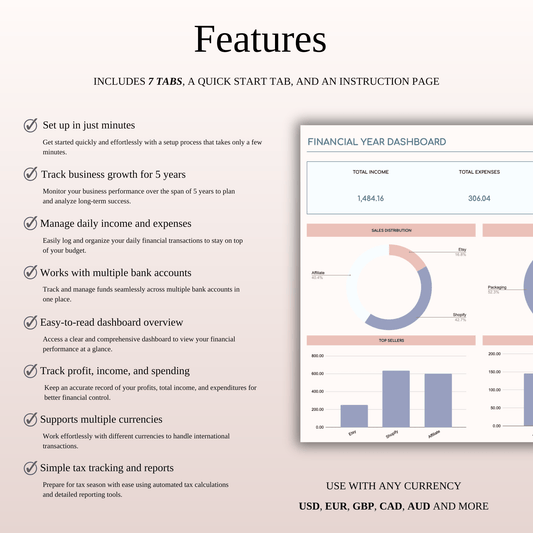 Small Business Bookkeeping Spreadsheet – Excel Template for Income & Expense Tracking (MRR) - Social Canvas