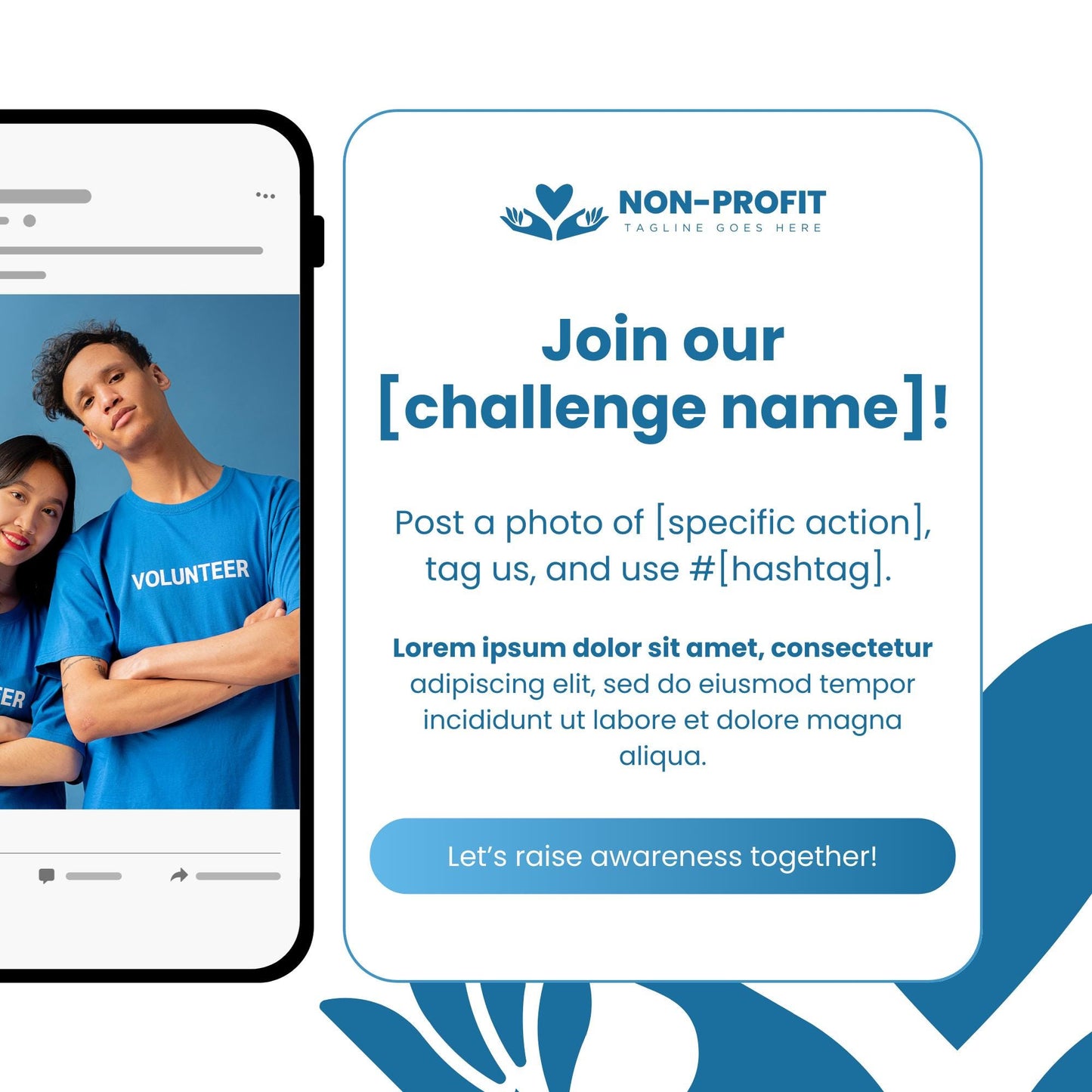 30 Non-Profit Social Media Templates | Editable Canva Fundraising and Volunteer Posts | Charity and Donation Instagram Templates - Social Canvas