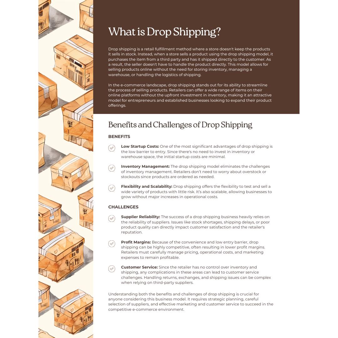 Drop Shipping Business Planner | E-Commerce Startup Guide | Supplier & Marketing Tracker - Social Canvas