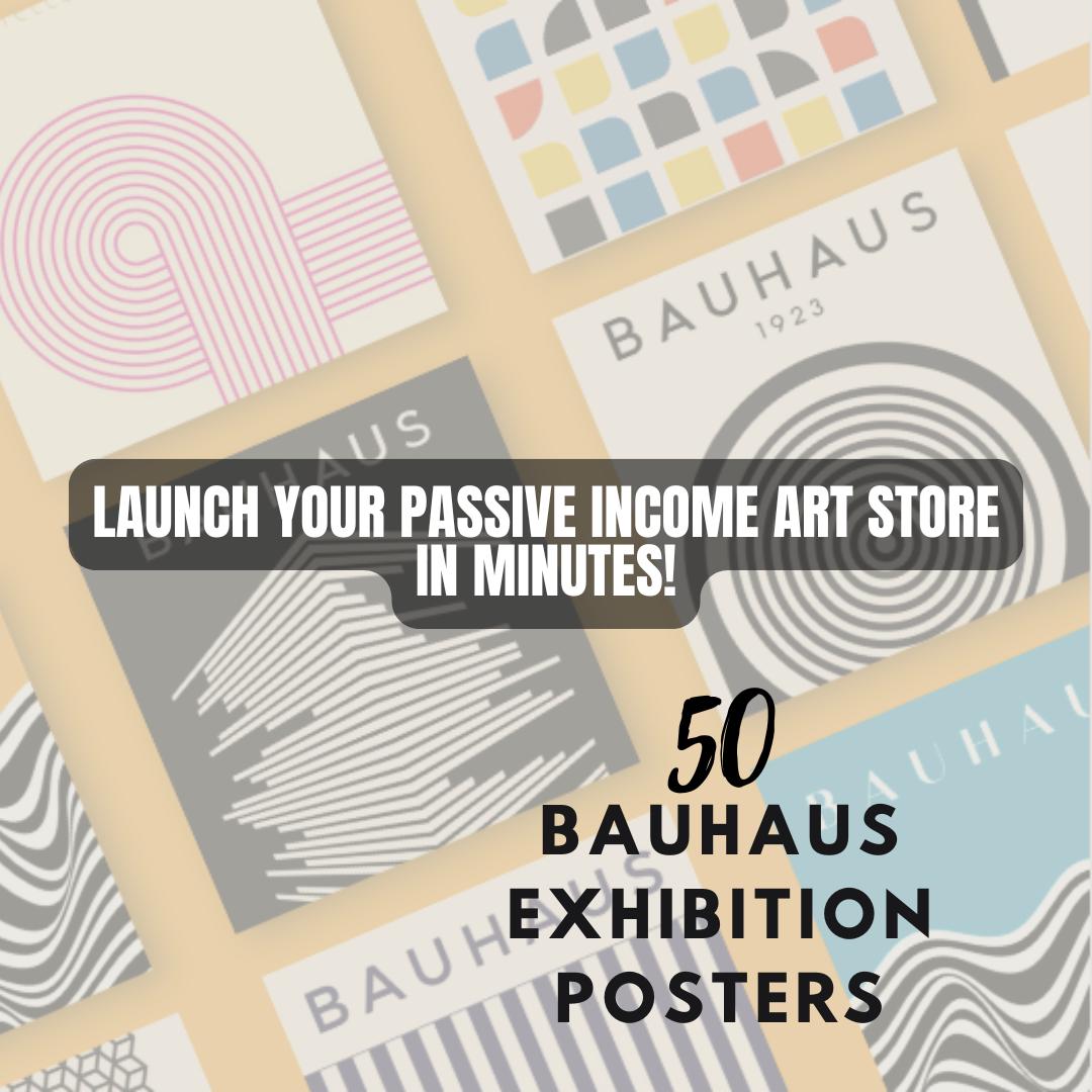 50 Bauhaus Exhibition Posters | Resellable Digital Art Bundle + Canva Guide + Product Listing Templates | MRR Digital Download - Social Canvas