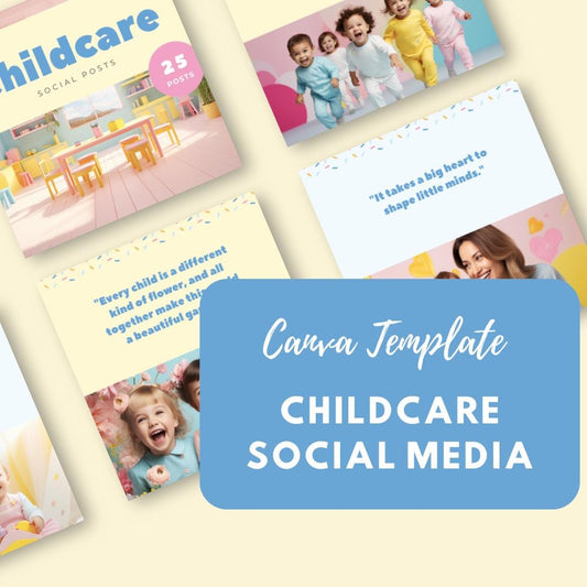 Childcare Social Media Canva Templates | Daycare and Preschool Marketing Kit for Instagram and Facebook - Social Canvas