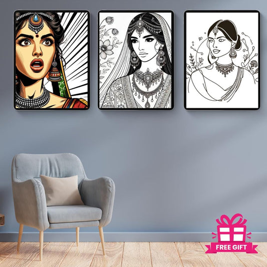 Dramatic Bollywood Pop Art Scene - | Pop Art Digital Print | Indian Pop Art Style Print | Bollywood Art - Free Bonus Prints - Social Canvas