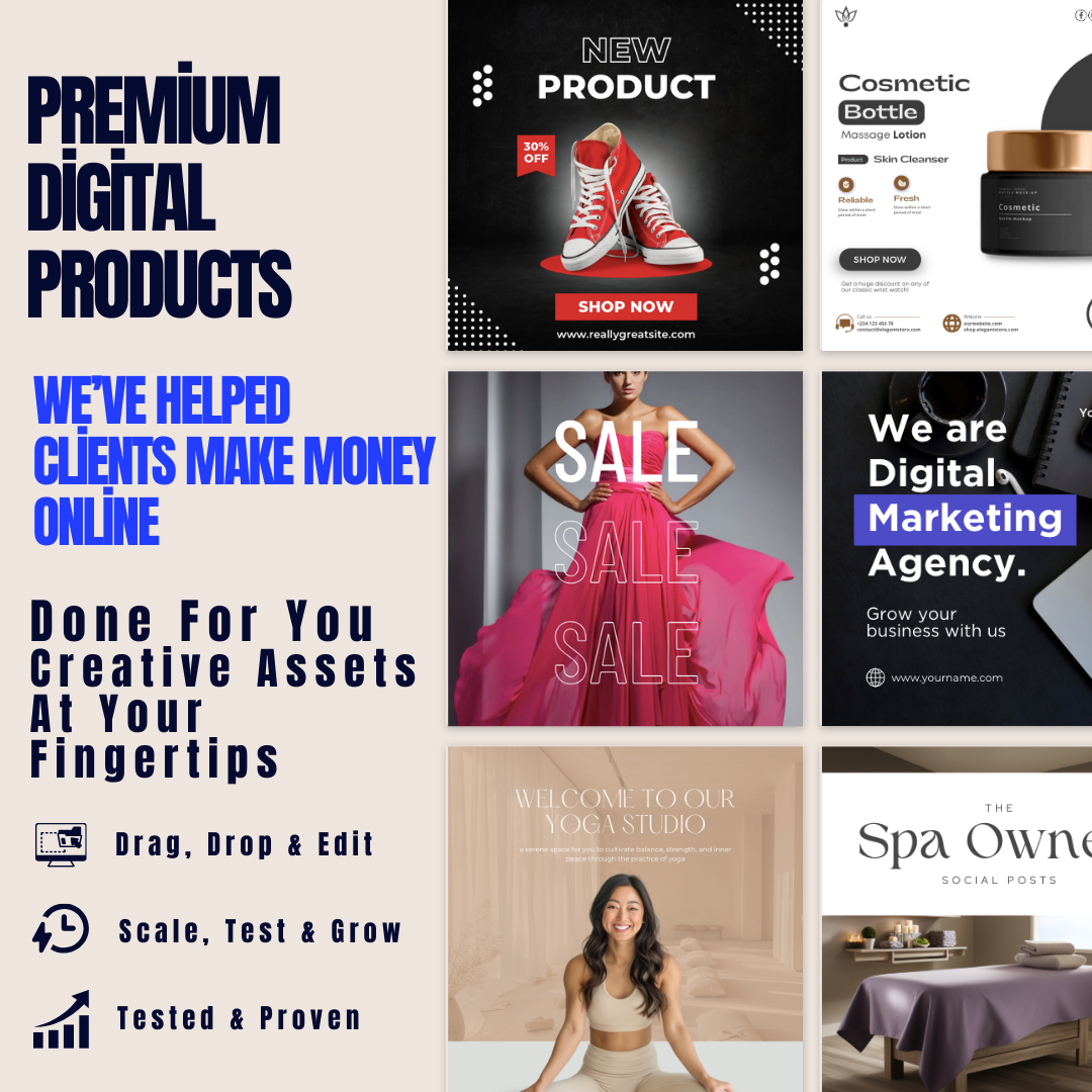 100 Digital Products + Done-for-You Shopify Store – Launch & Sell + Domain + 14-day money-back guarantee - $50 Facebook Ads Included