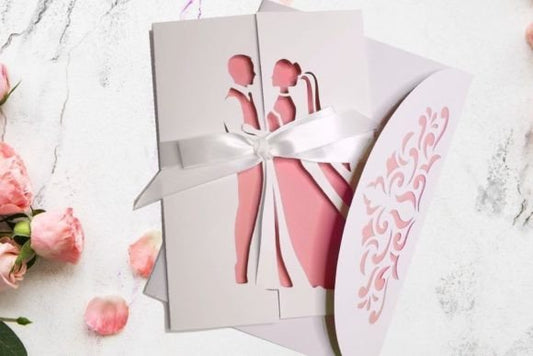 Bride & Groom Wedding Gate Fold Card – Elegant DIY SVG Template (MRR) - Social Canvas