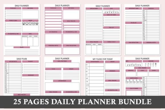 Daily Planner Printable – Minimalist PDF for Productivity & Time Management (MRR)