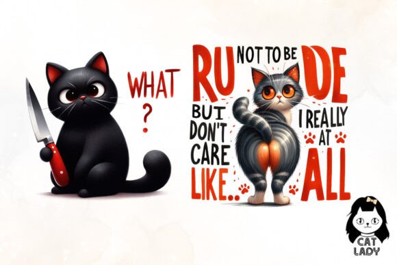 Cat Lover Sublimation Bundle – Funny Feline Quote PNGs for DIY Crafts (MRR)