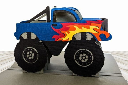 Monster Truck Pop-Up Card SVG – DIY 3D Greeting Card Template (MRR) - Social Canvas