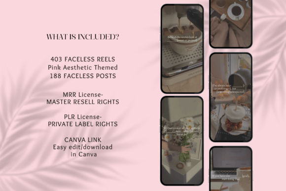 Pink Faceless Instagram Reels Bundle – PLR Canva Templates for Coaches & Creators (MRR)