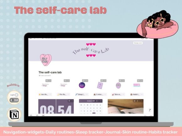 Notion Self-Care Planner & Tracker (MRR) - Social Canvas