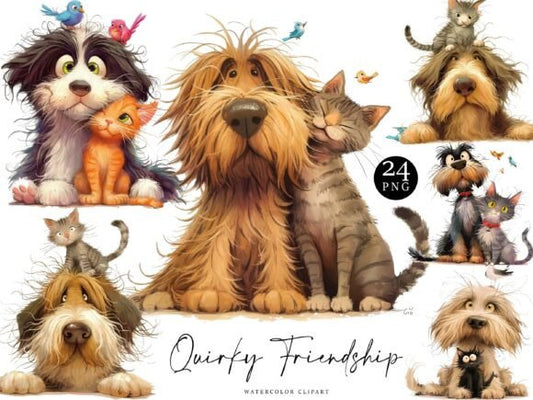 Watercolor Quirky Friendship Clip Art - Social Canvas