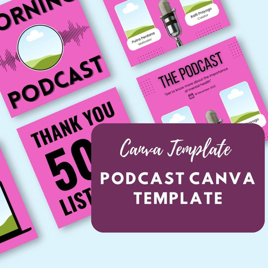 Podcast Canva Template | Social Media Podcast Graphics | Episode Announcements and Promotional Posts | Editable and Customizable - Social Canvas