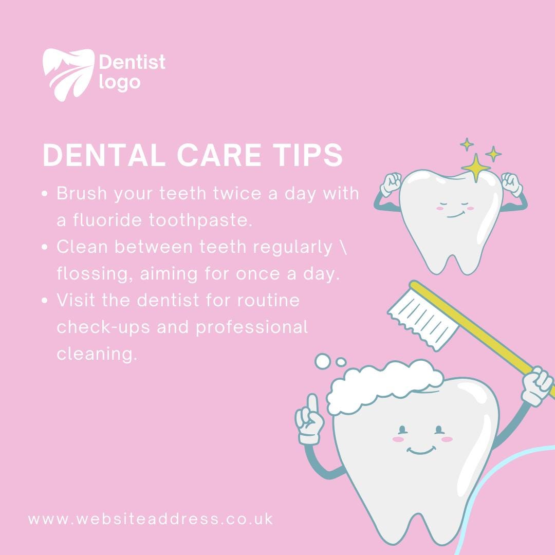 6 Dentist Instagram Post Templates | Canva Template Bundle for Dental Clinics & Oral Health Tips | Editable Social Media Graphics - Social Canvas