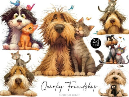 Watercolor Quirky Friendship Clip Art - Social Canvas