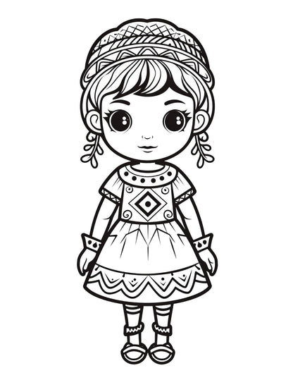 Folk Art Coloring Book | 25-Page Canva Template with Traditional Folk-Inspired Designs | Creative Coloring Pages for All Ages - Social Canvas