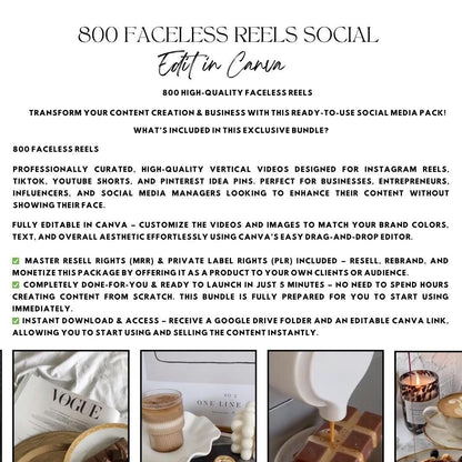 Skincare Instagram and Stories | Beauty | Aesthetic Skin Care Graphics |Social Media Planner, Analytics Guide | 800 Faceless Videos - Social Canvas